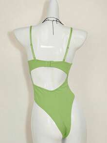 SHEIN ICON Y2K Spring Lace Patchwork Bodycon Camisole Crop Top High Waist Backless Bodysuit For Women - Green - View 5