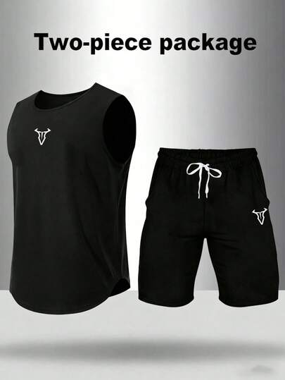 Manfinity Sport Corelite Bộ đồ thể thao mùa hè gồm áo tank top cổ tròn in họa tiết và quần short.