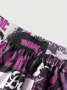 ROMWE MEN Anime Men's Fashionable Figure Print Boxing Shorts For Summer - Multicolor - View 3