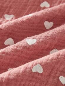 SHEIN 1 chiếc đầm ngắn tay in hình trái tim dễ thương, thời trang và thoải mái cho bé gái, thích hợp mặc mùa hè. - Bụi hồng - Xem 5