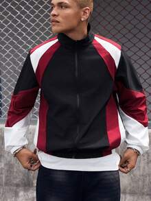 EVRINFINITE Men Rave Color Block Jacket Without Tee, Going Out Long Sleeve Color Block Lightweight Outdoor Windbreaker, For Friends, Husband, Boyfriend Gifts, Fall - Multicolor - View 4