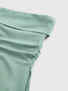 ROMWE Grunge Punk Y2K亚文化豹纹短款吊带背心，下摆开衩，女款 - 綠色 - 查看 5