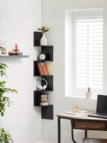 1 Kệ treo tường góc bán nguyệt 5 tầng tiết kiệm không gian, chất liệu gỗ vân mộc mạc, chắc chắn, thích hợp cho phòng khách, phòng ngủ, phòng tắm, nhà bếp, văn phòng, trang trí nhà cửa. - màu đen - Xem 5