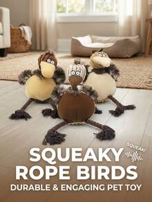 PETSIN 可爱的小鸟毛绒狗狗玩具，内置BB吠叫声，可与狗狗互动玩耍 - 彩色 - 查看 1