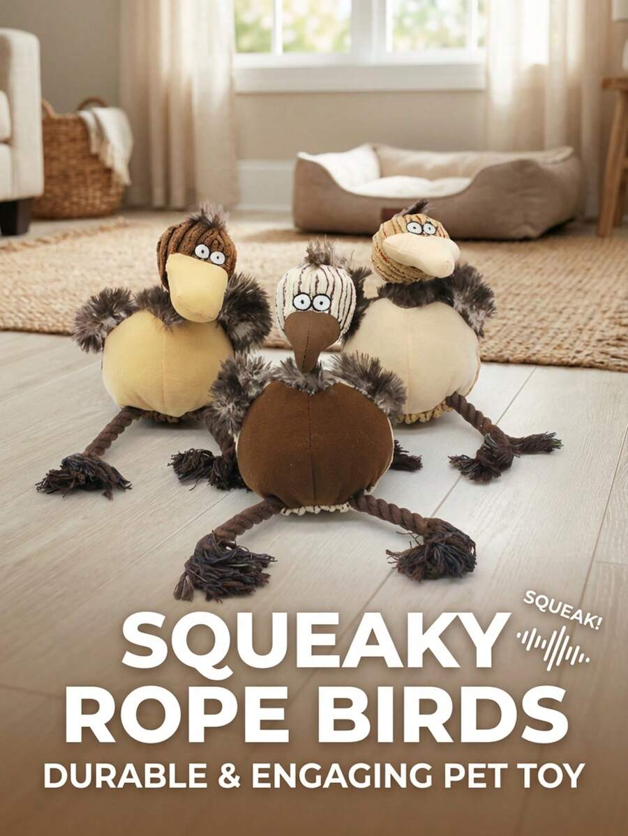PETSIN 可爱的小鸟毛绒狗狗玩具，内置BB吠叫声，可与狗狗互动玩耍 - 彩色 - 查看 1