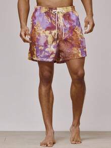 Musero 全印花弹力抽绳腰带泳裤，带口袋细节，春夏必备泳池沙滩泳装 - 彩色 - 查看 3