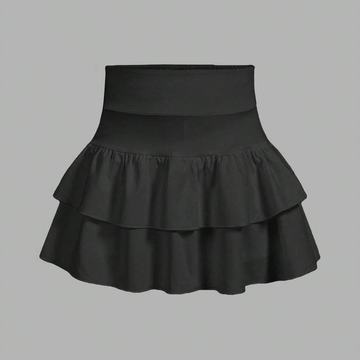Tween Girls Knitted Solid Color Cute Ruffle Layered Built-In Shorts Mini Skirt, Y2K Fashion, Back To School