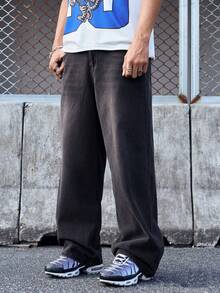 EVRINFINITE 1件 Hearty Haven 休闲宽松美式街头风男士牛仔裤 - 黑色 - 查看 6