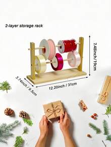 1PC Vertical Multi Size Wooden Ribbon Organizer Spool Holder Jewelry Display Stand Multi Functional Ribbon Rack Storage Organizer For DIY Craft Room Cake Shop Gift Shop Flower Shop Daily Home Use Desktop Organizer Sewing Craft Supplies - Yellow - View 12