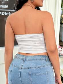 GalTyme Top De Talla Grande Sin Mangas Con Lápiz Con Pliegues - Blanco - Ver 2