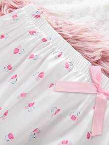 Bộ đồ ngủ bé gái, áo hai dây ren họa tiết hoa nhí trang nhã và quần dài có nơ, đồ mặc nhà thoải mái cho mùa hè. - Nhiều màu - Xem 10