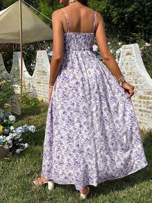 SHEIN 夏季孕妇休闲碎花无袖连衣裙 - 紫色 - 查看 2