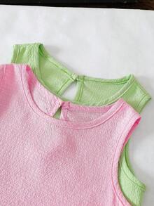 Elladie kids 两件套少女夏季休闲度假撞色波浪吊带上衣和短裤套装 - 彩色 - 查看 8