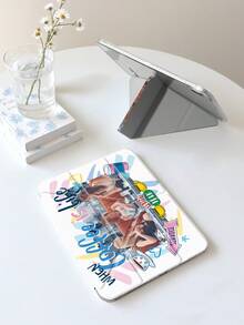 FRIENDS X SHEIN Ốp bảo vệ máy tính bảng Friends tương thích với iPad 11/Pad 10/Pad 9/Pad Air thế hệ thứ 5/Pad Air thế hệ thứ 7 13 inch/Pad Air thế hệ thứ 6 11 inch/, tương thích với Samsung Galaxy Tab A9 Plus, chất liệu cao cấp, có thể gập 3+Y, chức năng tự động bật/tắt màn hình và ngăn đựng bút tích hợp, chống sốc. - Nhiều màu - Xem 3