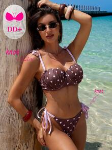 Swim DD+ Bộ bikini gợi cảm dành cho nữ, cỡ DD+, có gọng nâng ngực, kiểu dáng vỏ sò, dây đeo có thể điều chỉnh và thắt eo, thích hợp cho mùa xuân/hè. - Nhiều màu - Xem 6