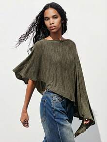 Maija Áo kiểu nữ màu trơn tay cánh dơi dáng rộng, kiểu áo choàng, thích hợp mặc đi nghỉ hè, quà Valentine cho nữ, trang phục lễ hội, áo đi biển cho nữ, áo đi biển, áo sinh nhật, áo đi chơi, áo kiểu thanh lịch cho nữ, áo kiểu ngày lễ, áo đi nghỉ mát cho nữ, áo choàng màu xanh quân đội cho nữ. - màu xanh lá - Xem 3