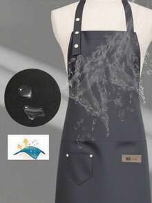 1 chiếc tạp dề polyester màu xám chống thấm nước và dầu mỡ có túi, thích hợp cho cả nam và nữ, dùng trong nhà bếp, nhà hàng, làm thủ công, làm vườn, nướng BBQ, quán cà phê, đa năng, dùng để dọn dẹp. - Xám - Xem 4