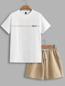 Sorvial Bộ áo thun ngắn tay dáng ôm và quần short dệt kim dành cho nam. - Nhiều màu - Xem 2