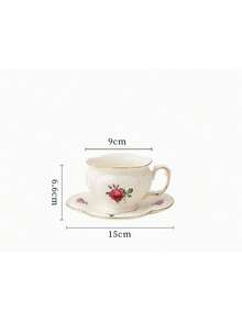This Nordic-Style Yellow Embossed Vintage Ceramic Cup And Saucer Set Features An Asymmetric, Exquisite American Latte Art Design, Perfect For Afternoon Tea. Ideal For Family Use, Birthday Gifts, And Holiday Greetings. - Multicolor - View 2