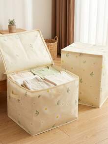 Large Capacity Foldable Storage Box With Handle, Suitable For Bedroom And Wardrobe; Cute Pattern Design Adds Fun To Home Organization; Woven Material Suitable For Seasonal Changes. - Multicolor - View 6