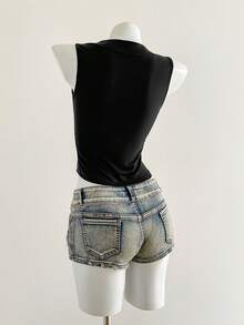Elamini Summer Fashion Dragon Print Hollow-Out Backless Vest - Multicolor - View 2