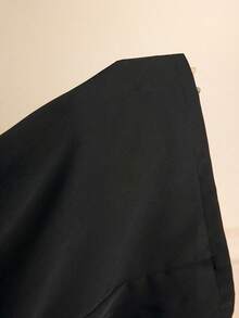 Lilora 女士纯色简约长袖优雅系带连体裤 - 黑色 - 查看 8