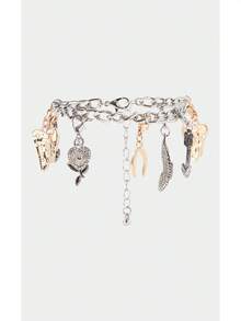 Noxbound Sombrero de vaquero estilo retro occidental para cruce de fronteras, pulseras con colgantes de amor, palma y otros, simples y de moda, adecuadas para fiestas, conciertos, festivales, minimalistas/vintage/elegantes, para mamá/mujer/niña/madre, verano/playa/baile de graduación/fiesta/vacaciones/viaje, bohemio/moderno/elegante, para uso diario/día laboral - Plata ardiente - Ver 4