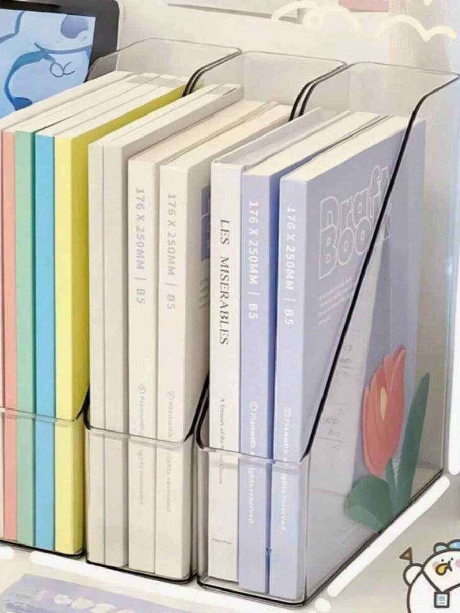 透明书架桌面收纳架,加厚亚克力文件收纳架,多功能办公桌收纳架,学生文具架,书挡收纳盒,适合日常使用,也可作为各种场合的装饰品,圣诞礼物,节日礼物等。 - 彩色 - 查看 1