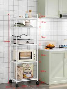 1-Piece Space-Saving Tall Metal Shelf, Kitchen Shelf, Wardrobe Storage, Storage Box, Bathroom Shelf, Shower Rack, Floor-Standing Multi-Layer Bathroom Storage Shelf, Bookshelf, Storage Rack, Movable, Easy To Assemble, Suitable For Bathroom, Kitchen, Office, Study, Living Room, Holiday Gift. - Multicolor - View 10