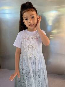 Dazy Kids Tween Girls' Summer Casual Solid Color Hollow Out Knit Camisole - White - View 2