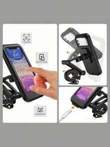 1PC Magnetic Waterproof Retractable Rainproof Motorcycle Phone Mount ABS Material Bike Electric Bicycle Navigation Stand Holder Compatible With IPhone Android Smartphones Birthday Gift For Men Dad Husband Friend Outdoor Cycling Sports Motorcycle Accessories - Black - View 4