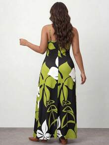 Enliva Plus Size Women's Elegant Fashion Personalized Versatile Casual Office Wear Long Printed Knit Dress Party, For Apple And Rounded Body Shape - Army Green - View 2