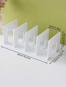 1/2/4pcs Book Shelf, Book Stand, Desk Storage Rack, 4-Grid Storage Box, Bookshelf With Thick Partition, Stationery Organizer, Kitchen Rack, Label Stickers, Suitable For Student, Office, Desk, Kitchen, Bathroom, Cosmetics - Multicolor - View 2