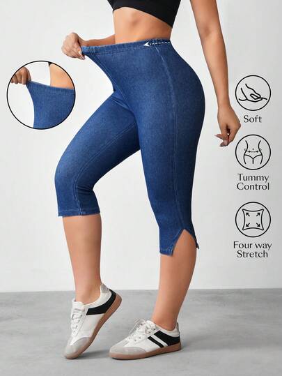 Flexra 七分牛仔紧身裤，侧开衩