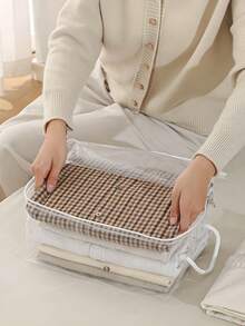 1PC Transparent Dust Cover Storage Bag Clear Dust Proof Protective Lightweight Durable Organizer For Clothes Shoes Bedding Wardrobe Closet Bedroom Home Decor Travel Seasonal Storage Home Organization Storage Solution - Transparent - View 2