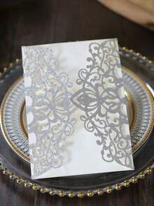 4/16/20 Pcs Laser Cut Wedding Invitations With Envelopes Elegant Glitter Pearl Paper Bow Knot Design Card Set For Anniversary Party Supplies Wedding Decorations Anniversary Celebration Bridal Shower Engagement Party Invite - multicolor - View 8