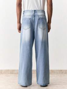 SWAVVY Men's Casual Washed Straight Leg Jeans - Light Wash - View 2