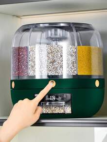 1 pieza Recipiente de almacenamiento de granos giratorio de 360 grados con compartimentos, cubo de arroz a prueba de humedad y resistente a insectos, cubo de arroz a presión para el hogar, disponible en varios colores, adecuado para almacenar diversos granos y arroz, a prueba de insectos y a prueba de polvo, recipiente de almacenamiento de granos, recipiente de almacenamiento de alimentos, almacenamiento de cocina - Multicolor - Ver 13
