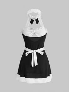 ROMWE Gothic Lolita Maid Sexy Nightgown - Black - View 8