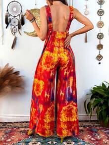 Hansera Bộ áo liền quần nữ kiểu boho in họa tiết tie-dye giản dị - Nhiều màu - View 2