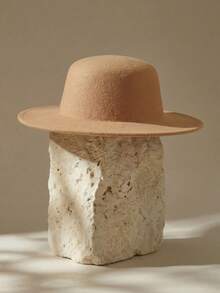 Arave 1顶时尚复古风法式贝雷帽，平顶圆冠宽檐帽，模特同款毡帽，欧美流行T台明星帽 - 彩色 - 查看 2