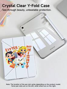 SUPERMAN X SHEIN 超人卡通人物平板电脑保护套，兼容 iPad Pro (A16) 11 英寸第 11 代（2025 年款）/ iPad Pro 第 10 代、iPad Pro 2020/2021 11 英寸、iPad Pro 7/8/9 代，兼容三星 Galaxy Tab A9 Plus，高端质感，支持 3+Y 折叠，具备自动唤醒/睡眠功能和内置笔槽，防震保护套 - 彩色 - 查看 2