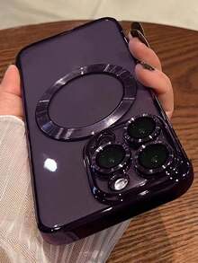 Ốp lưng điện thoại từ tính mạ cao cấp tương thích với iPhone 16 15 14 13 12 11 Pro Max 16 15 14 Plus, hỗ trợ sạc không dây, chống sốc, ốp lưng điện thoại trong suốt có viền từ tính dành cho cả nam và nữ. - Màu tím - Xem 5