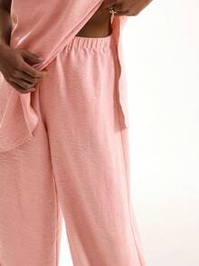 MUSERA Pantalones de cintura elástica con sensación de lino, ropa de playa bohemia casual para vacaciones, verano, fiesta, primavera - Rosa - Ver 5