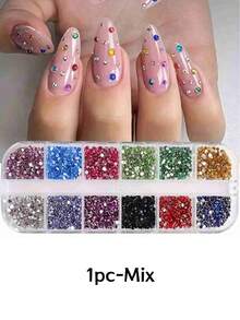 12-Size Multi-Colored Rhinestone Nail Art, 3D Acrylic Nail Art Stones, Gemstones, Pearls, DIY Nail Art Decorative Accessories, Nail Art Supplies, Nail Art Jewelry - Multicolor - View 10