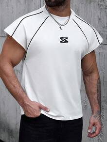 Manfinity Homme 男士夏季休闲时尚街头日常通勤撞色滚边宽松背心 - 白色 - 查看 3