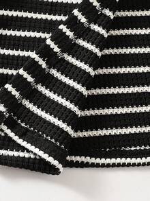 SHEIN 2pcs Young BoyTextured Stripe Knit Shirt And Shorts Set Short Sets For Boys - Multicolor - View 4