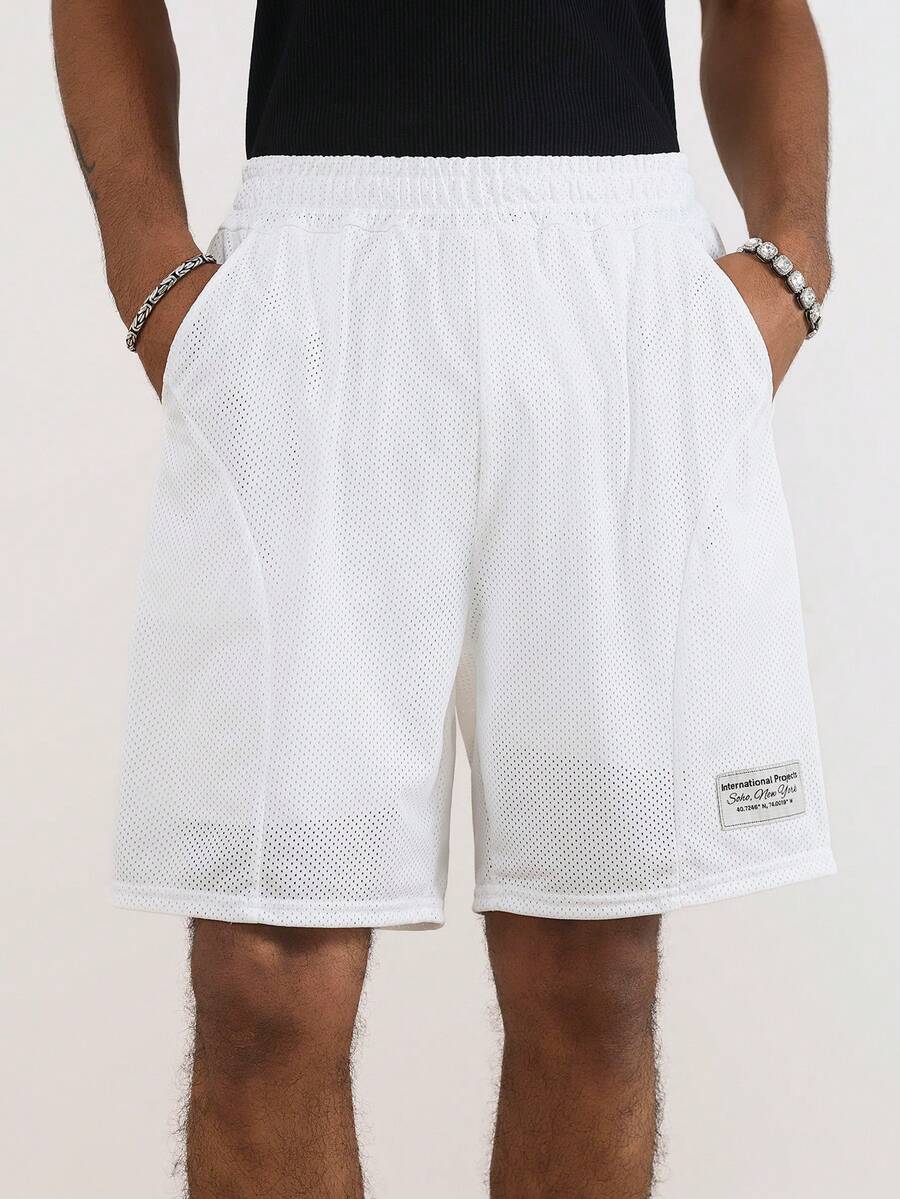 Manfinity Hypemode Men's Casual Vacation Style Double Layer Sports Shorts - White - View 1