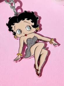 Betty Boop x SHEIN Móc khóa hợp kim kẽm màu bạc thời trang, phụ kiện túi xách sang trọng tinh tế, mặt dây chuyền ngọc trai giả, quà lưu niệm, đồ sưu tầm, quà tặng, ví, cặp sách, ba lô, phụ kiện xe hơi, móc hình trái tim. - Nhiều màu - Xem 3