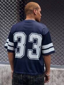 EVRINFINITE Camiseta casual de manga corta con cuello redondo y estampado de números para hombre, verano - Multicolor - Ver 2